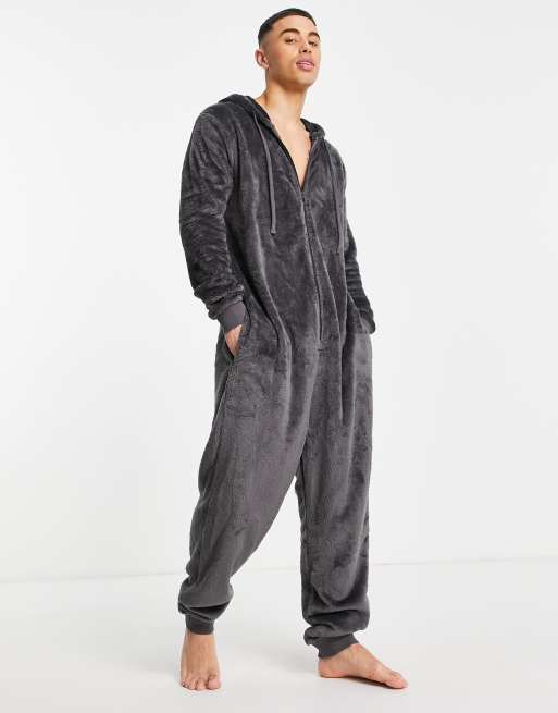 ASOS DESIGN onesie in soft jersey in black