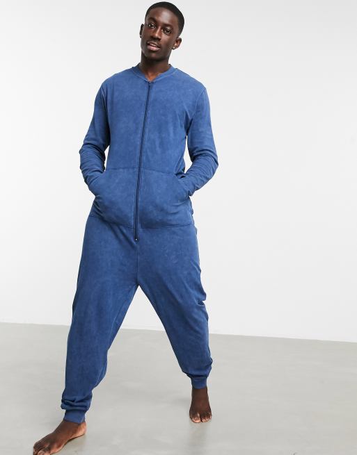 ASOS DESIGN lounge onesie in washed blue ASOS