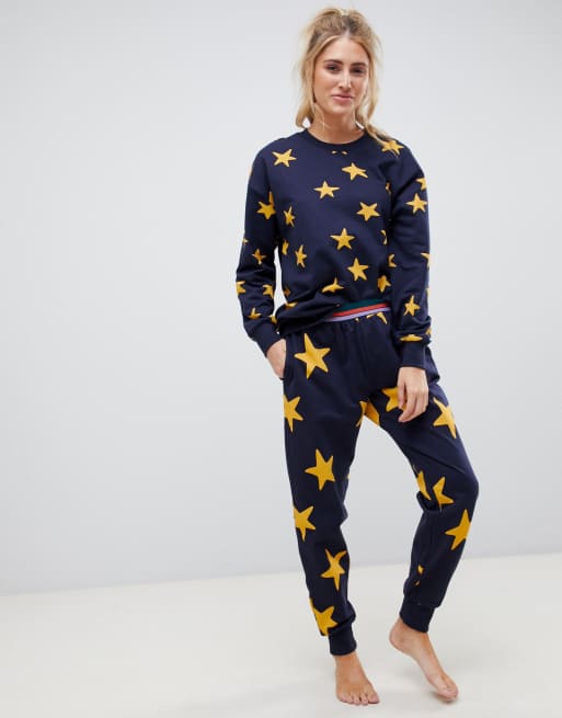 ASOS DESIGN lounge oversize star print sweat & jogger with contrast waistband, 2 of 3