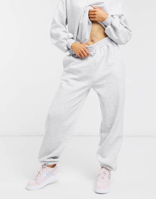 ASOS DESIGN oversized wide leg joggers in grey marl with boxer double layer