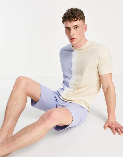 ASOS DESIGN short sleeve shirt & shorts pyjama set with contrast