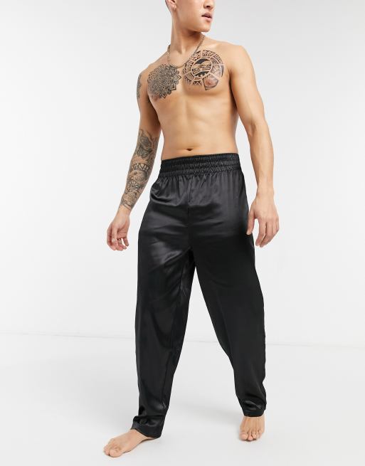 ASOS DESIGN lounge pajama bottoms in black satin - part of a set