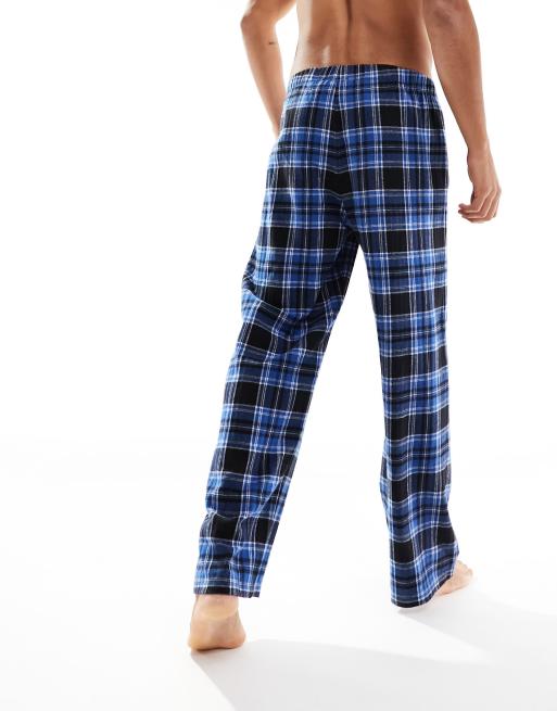 Men's Casual Elastic Waist Plaid Lounge Pants With Adjustable Leg Straps