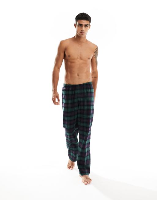 ASOS DESIGN lounge pajama bottoms in green check