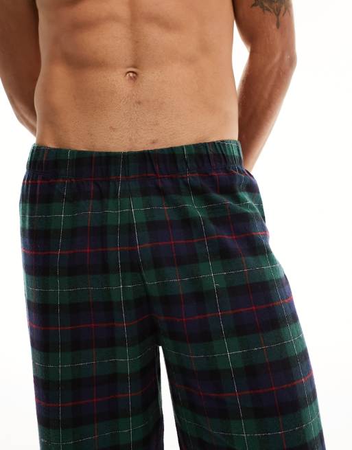 ASOS DESIGN lounge pajama bottoms in green check