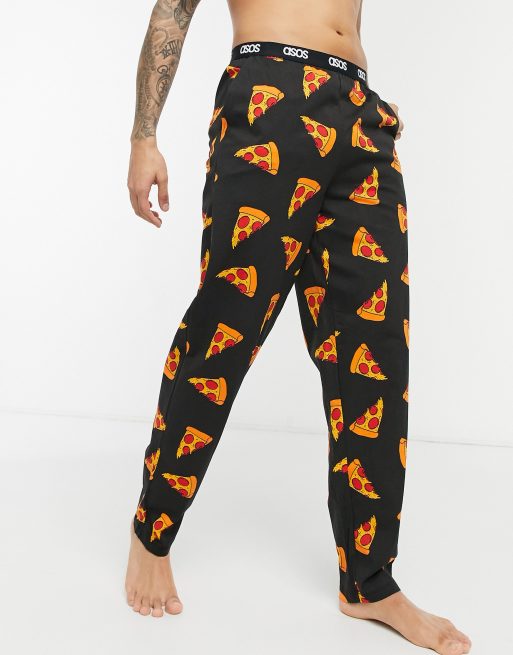 ASOS DESIGN pizza in space tee & legging pajama set in black - ShopStyle