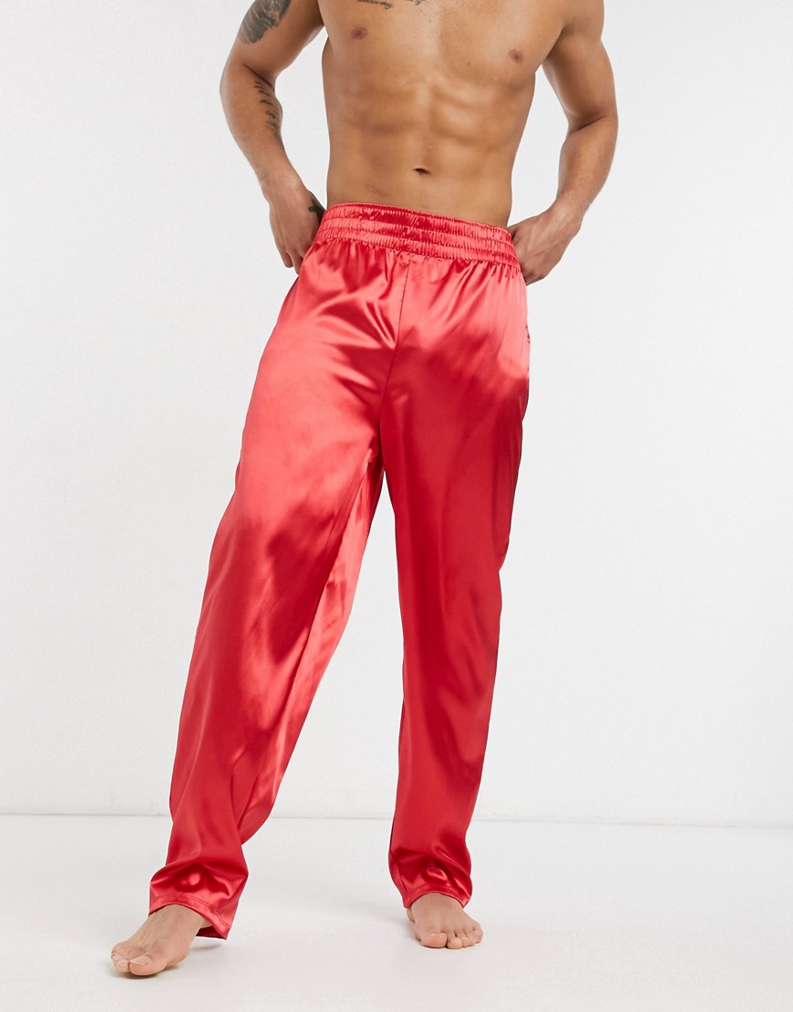 ASOS DESIGN lounge pajama bottoms in red satin