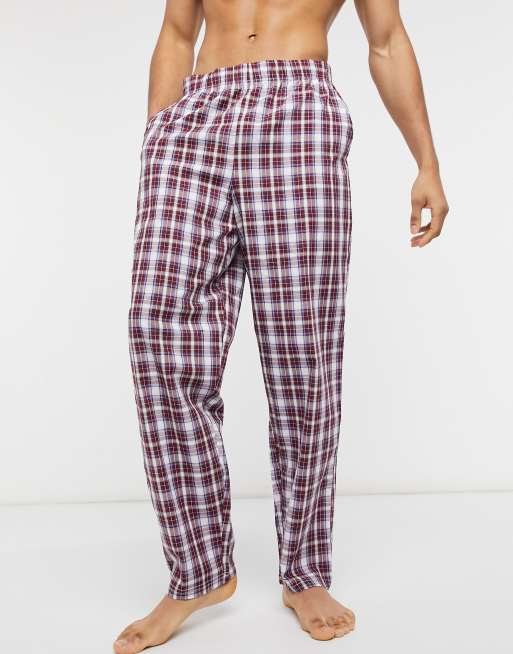 ASOS DESIGN lounge pajama pants in burgundy plaid