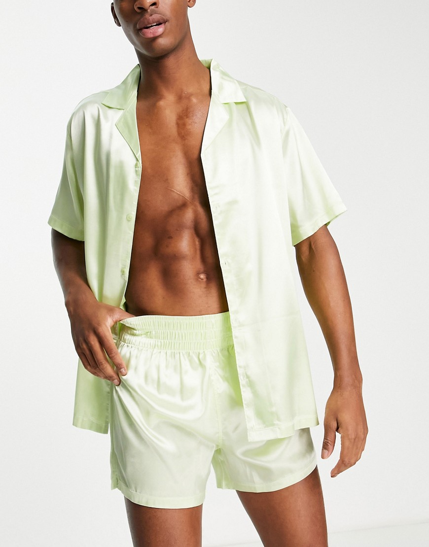 ASOS DESIGN lounge pajama set in pale green