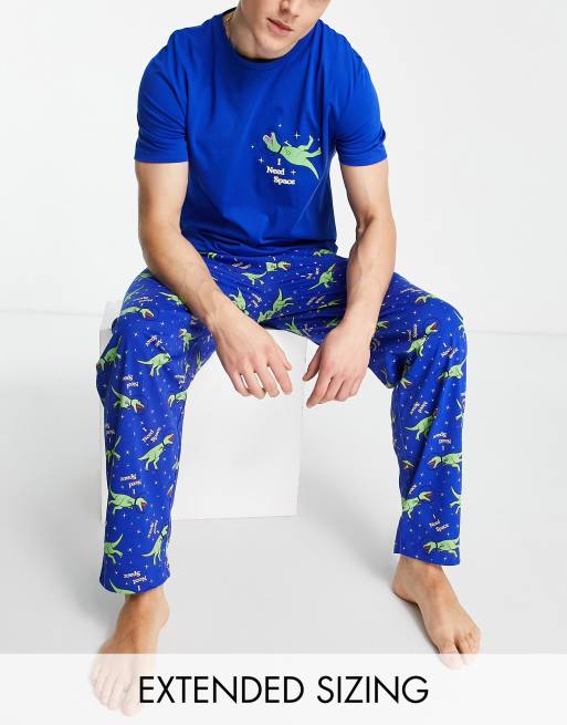 ASOS DESIGN lounge pajama set with dinosaur print