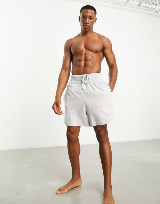 ASOS DESIGN lounge pajama shorts with wider waistband in light gray