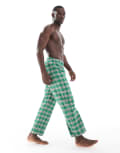 [ASOS DESIGN] ASOS DESIGN lounge pants in green check XS GREEN