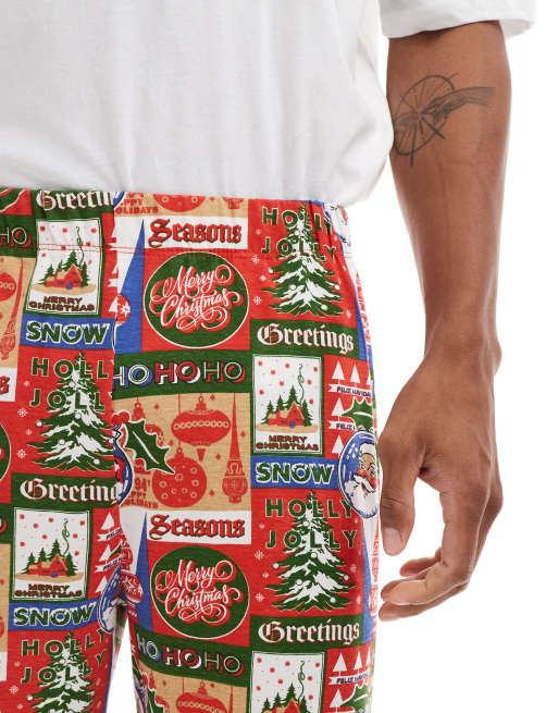 ASOS DESIGN lounge pants in vintage christmas print, 3 of 4