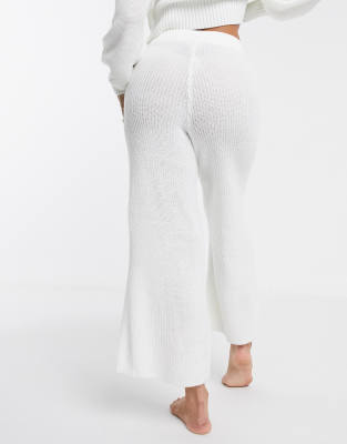 white wide leg lounge pants