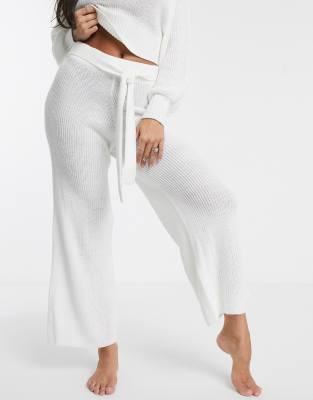 white wide leg lounge pants