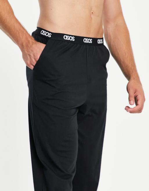 ASOS DESIGN lounge pyjama bottom in black with branded waistband