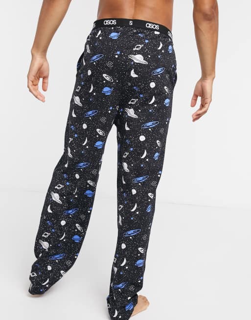 ASOS DESIGN lounge pyjama bottoms with hand drawn space print and branded waistband