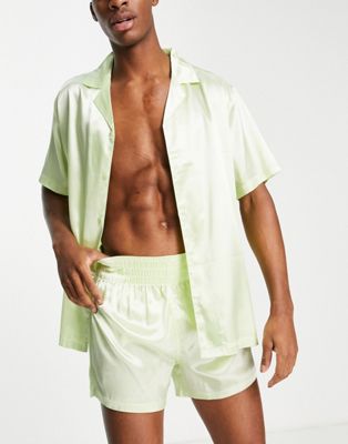 ASOS DESIGN lounge pyjama set in pale green - ASOS Price Checker