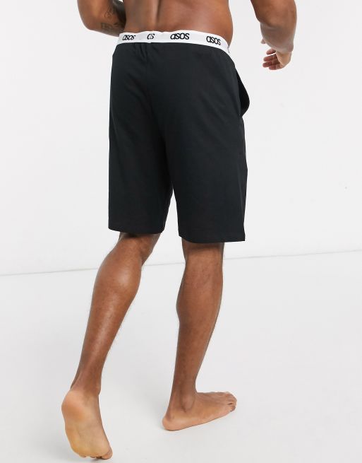 ASOS DESIGN lounge pyjama shorts in black with branded waistband