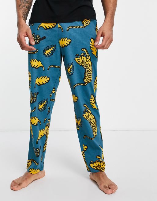 ASOS DESIGN – Lounge-Pyjamahose mit Tigerprint