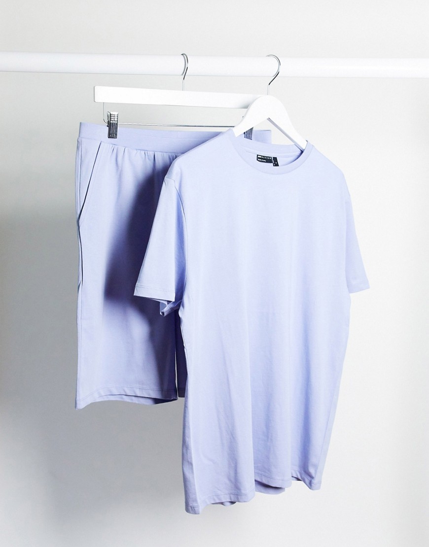 ASOS DESIGN - Lounge-pyjamaset van T-shirt en short in pastellila-Paars
