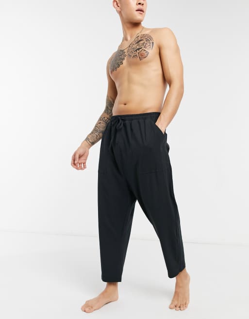 ASOS DESIGN lounge relaxed drop crotch joggers in black ASOS