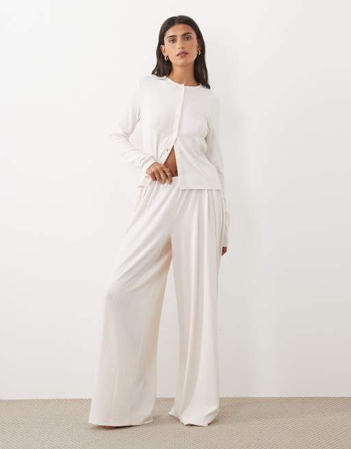 ASOS DESIGN lounge rib cardigan in cream, 2 of 4