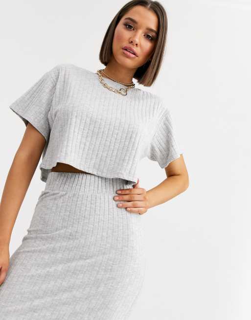 ASOS DESIGN lounge travel rib tee and skirt, 2 of 3