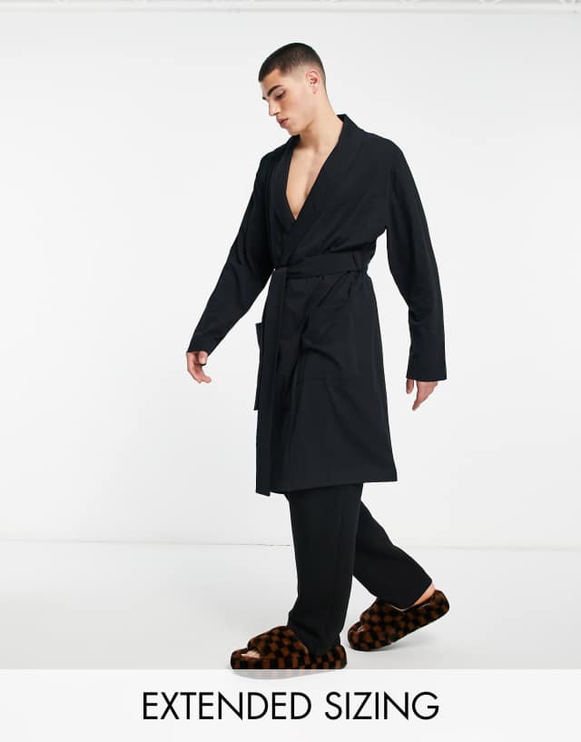 ASOS DESIGN lounge robe in black jersey