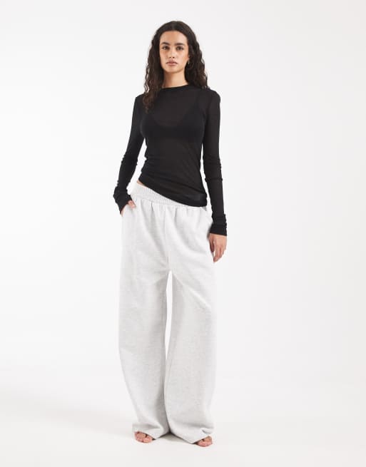 ASOS DESIGN lounge semi sheer long sleeve top in black, 4 of 4