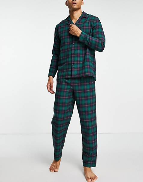 Brave Soul Mens Loungewear Top & Bottom Check Pyjama Nightwear Set 
