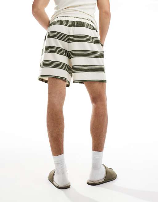 ASOS Design lounge shorts in green stripe Neutral