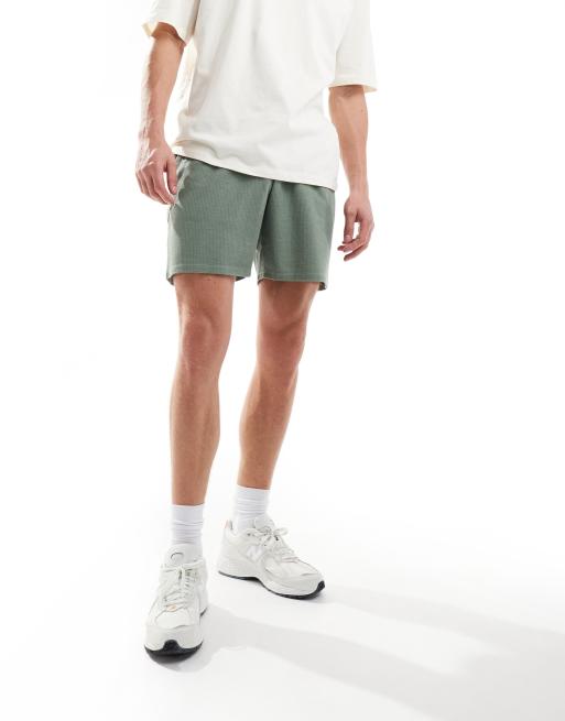 ASOS DESIGN – Lounge-Shorts in Khaki mit Waffelstruktur