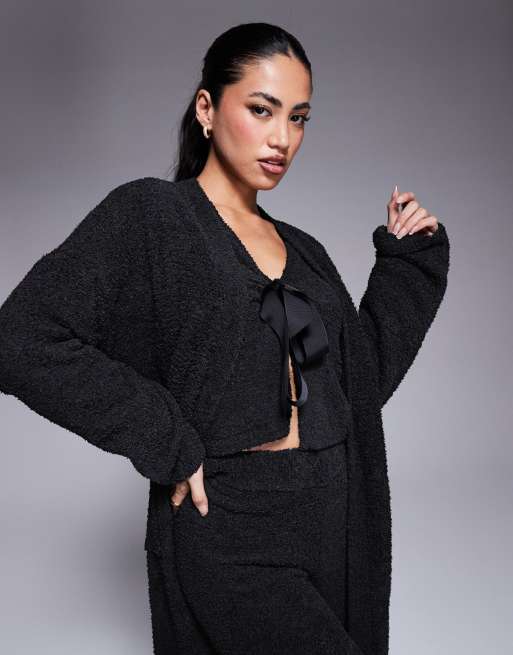 ASOS DESIGN lounge sock robe in black, 2 of 4