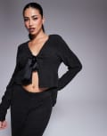 [ASOS DESIGN] ASOS DESIGN lounge sock tie front cardigan in black M Black