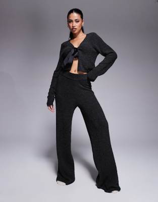 Asos Design Lounge Sock Wide Leg Pants In Black