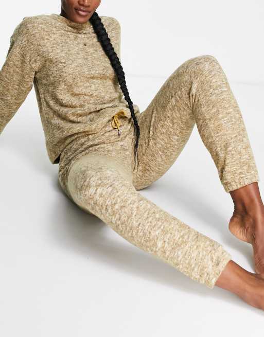 ASOS DESIGN lounge space dye brushed sweat & jogger set in yellow, 4 of 4