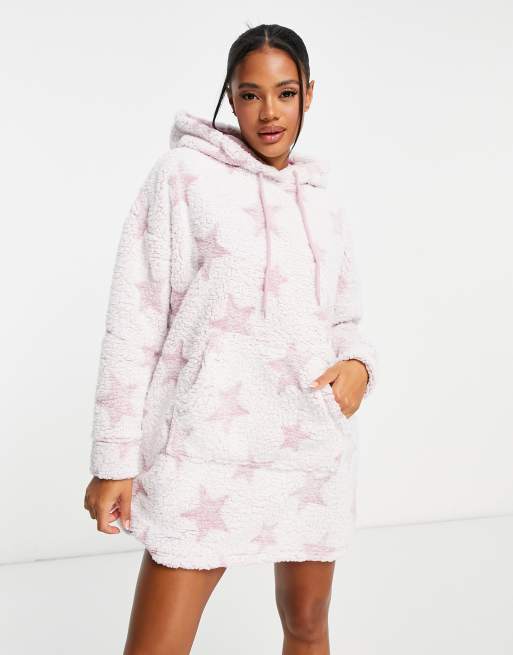 Pink borg dressing discount gown