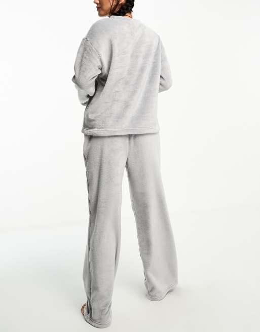 ASOS DESIGN lounge super soft fleece sweatshirt & sweatpants set in gray