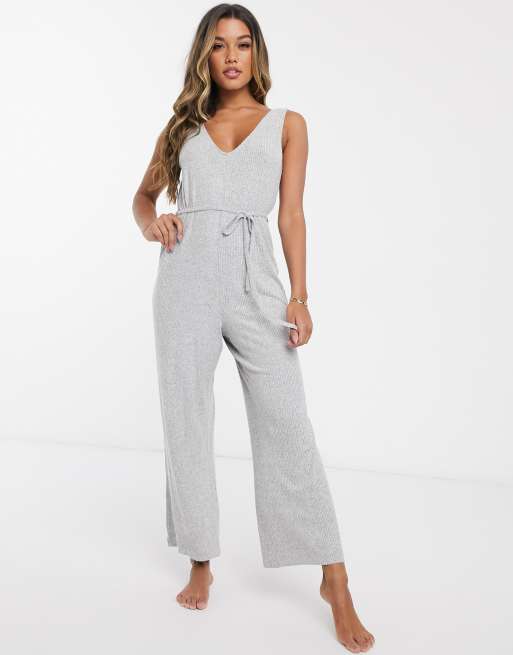 ASOS DESIGN lounge super soft jumpsuit with channelling | ASOS