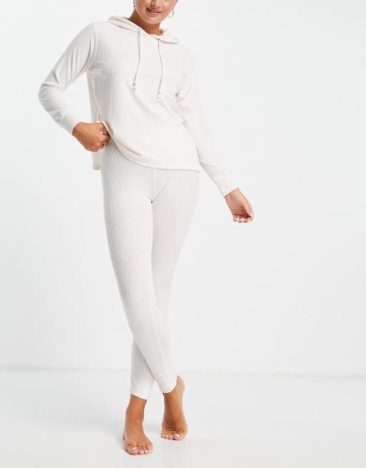 Hoodie ribbed legging set - beige