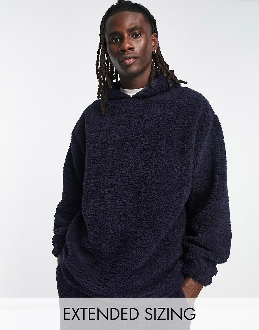 Asos Design Lounge Top With Hood In Navy