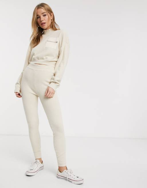 ASOS DESIGN Lounge two-piece fine fluffy knit sweatpants