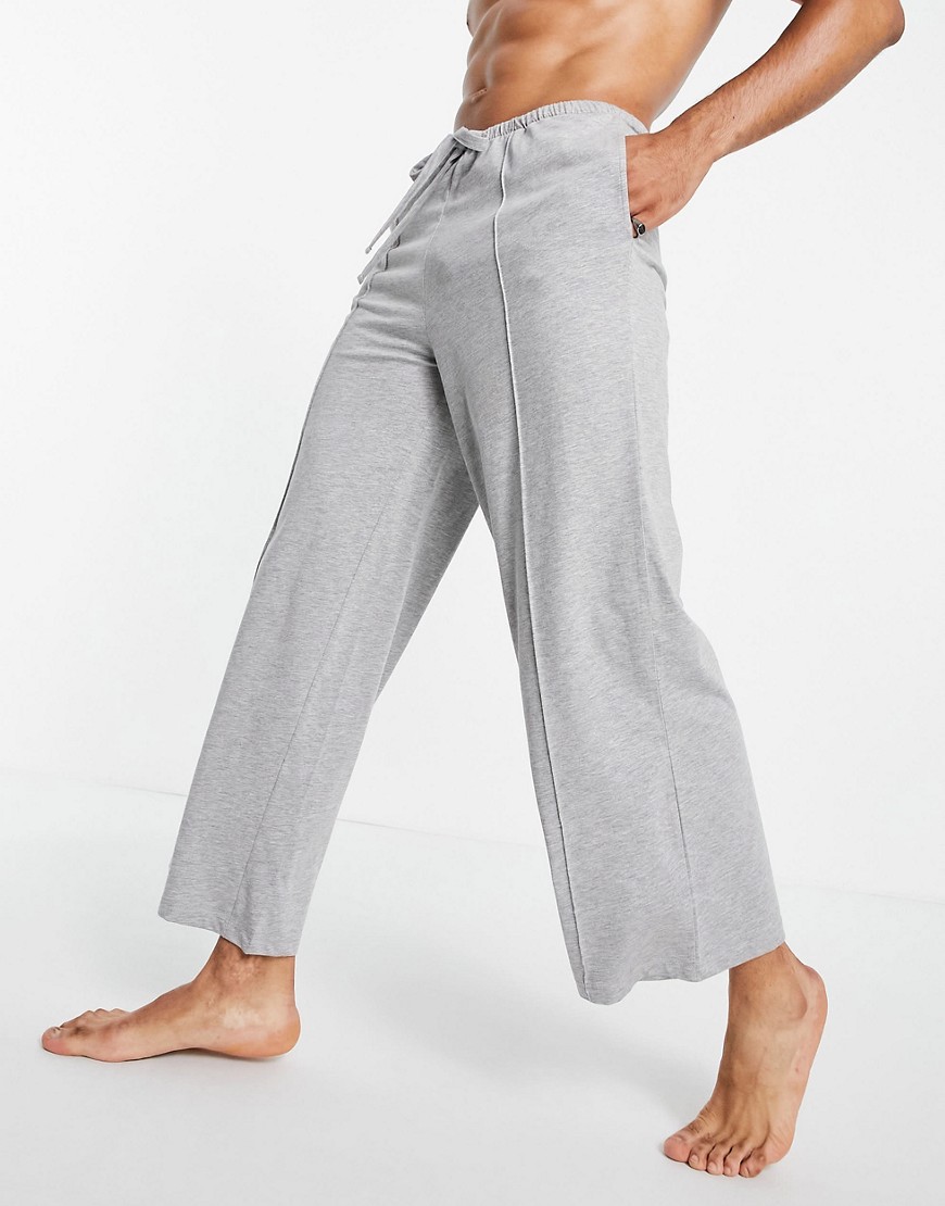 ASOS DESIGN lounge wide leg pajama bottoms in gray heather-Grey