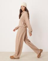 ASOS DESIGN mix and match ribbed lounge set in brown | ASOS