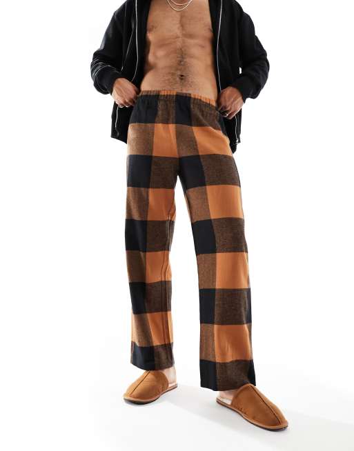 ASOS DESIGN - Loungebroek in bruin geruit
