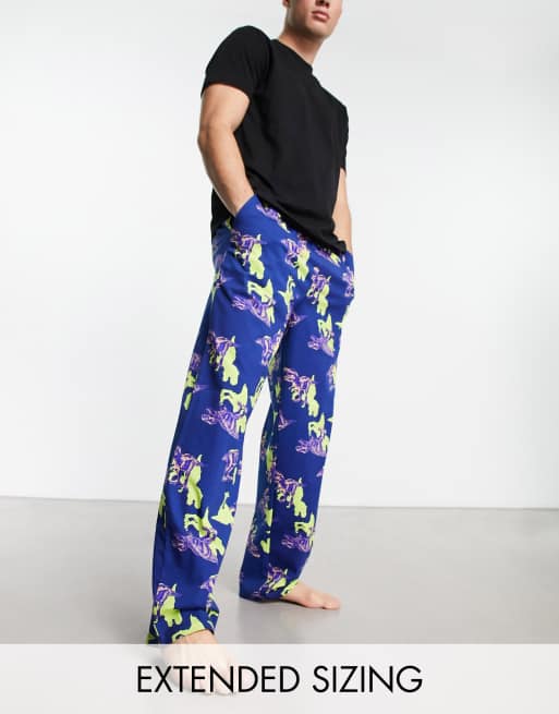 ASOS DESIGN - Loungebroek in zwart met dinosaurusprint