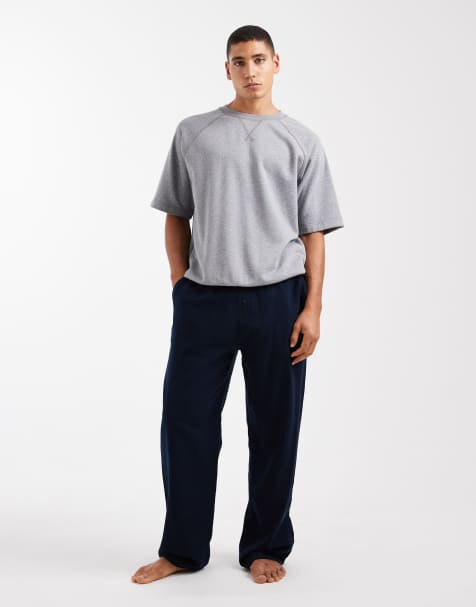 ASOS DESIGN - Loungebroek van geborsteld katoen in marineblauw - view 1