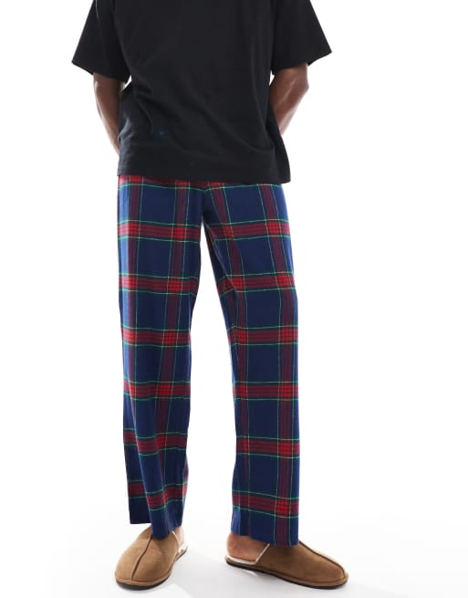 ASOS DESIGN - Loungebukser med rødt/marineblåt tern, 3 af 4