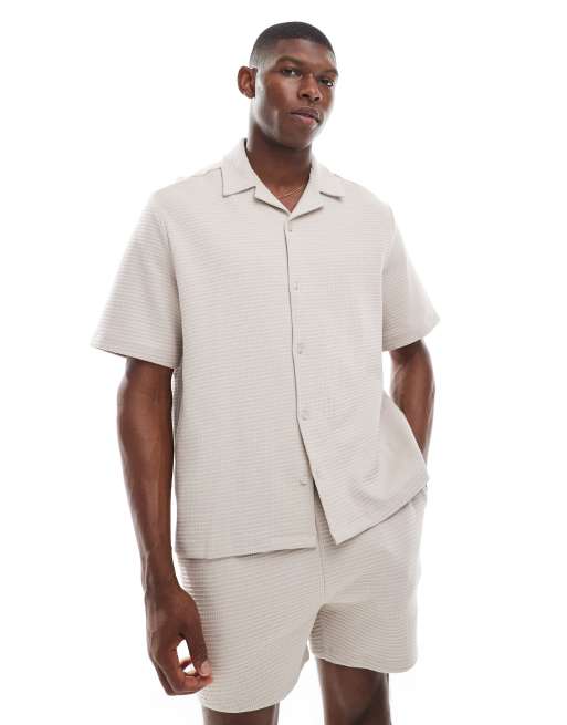 ASOS DESIGN - Loungeshort met wafelstructuur in grijs